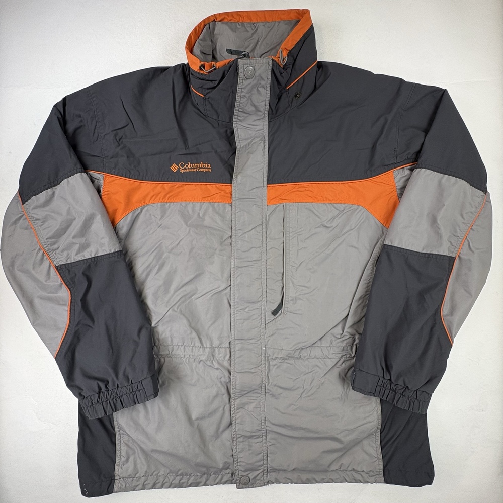 Vintage Columbia Core Interchange Jacket Mens XL Gray Orange Black Ski Shell